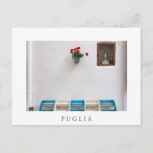 Virgin Mary street altar in Puglia white postcard