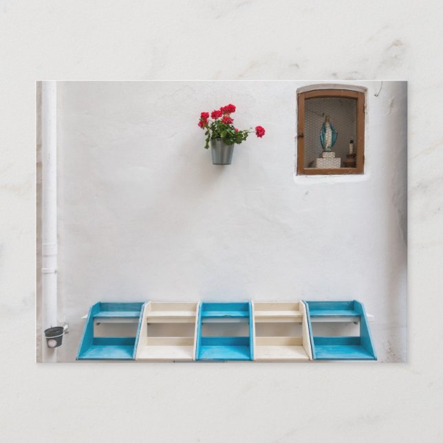 Virgin Mary street altar shrine postcard (Front)