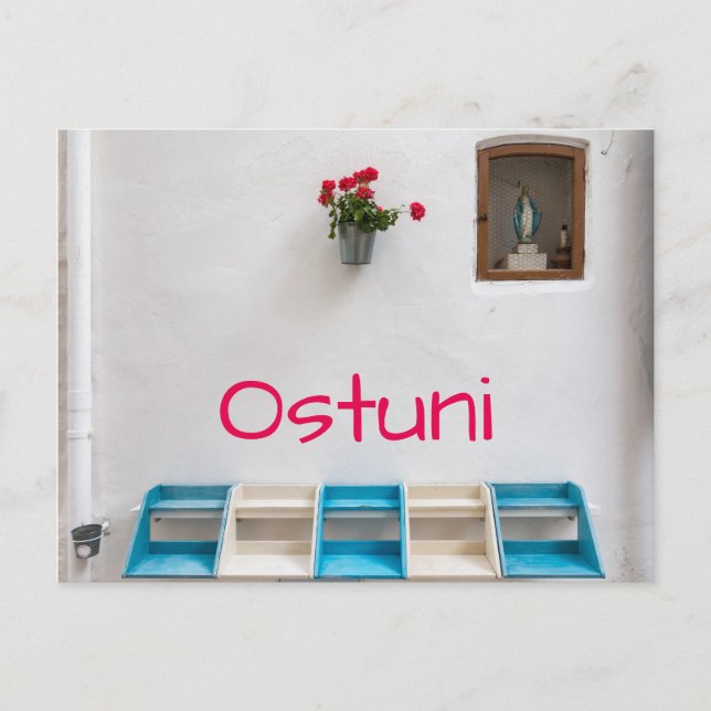 Virgin Mary street altar shrine text postcard (Front)