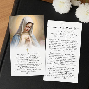 Virgin Mary The Lord's Prayer Memorial Prayer Card