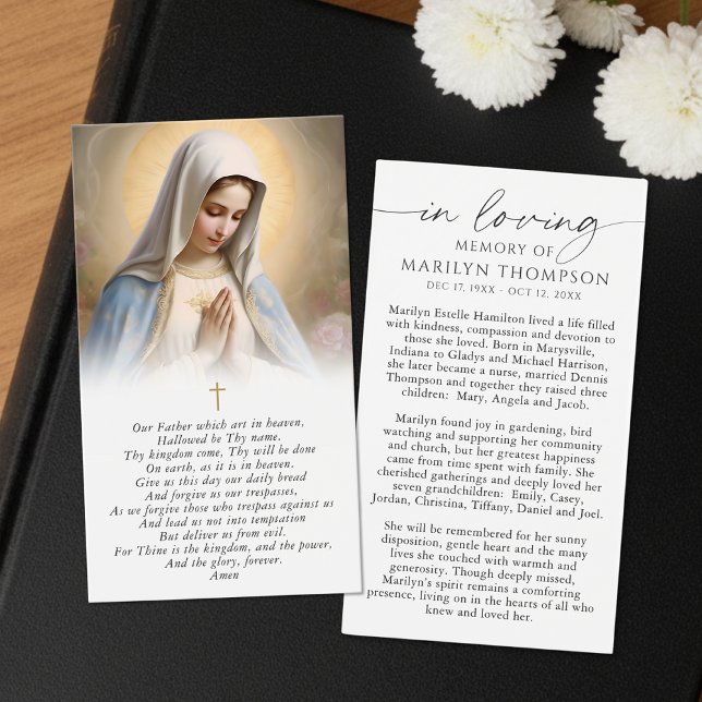 Virgin Mary The Lord's Prayer Memorial Prayer Card (Creator Uploaded)