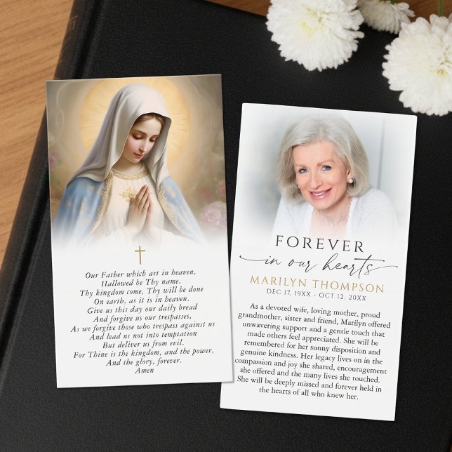 Virgin Mary The Lord's Prayer Photo Sympathy Cards (Creator Uploaded)
