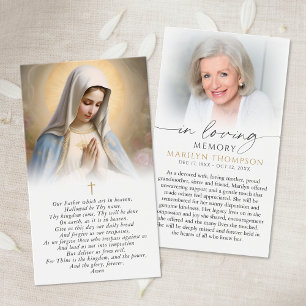 Virgin Mary The Lord's Prayer Sympathy Card