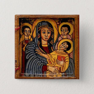 Virgin Mary the Theotokos Ethiopian Icon Button