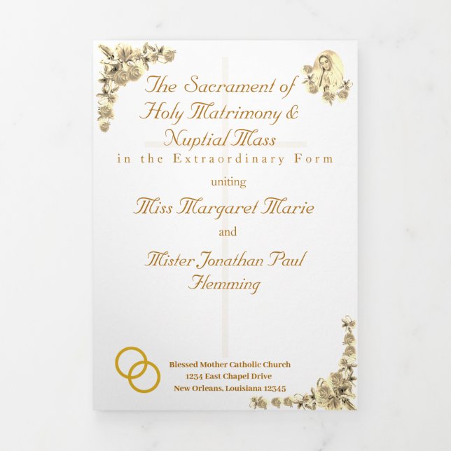 Virgin Mary Traditional Latin Mass Wedding Program (Cover)