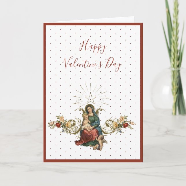 Virgin Mary | Valentines Day  | Religious Catholic Card (Front)