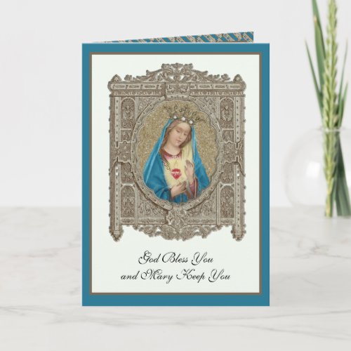 Virgin Mary Vintage Religious Scripture Card
