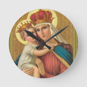 Virgin Mary w/Child Jesus Acrylic Wall Clock Gift