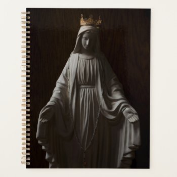 Virgin Mary Wearing A Gold Crown Spiral Planner by Frasure_Studios at Zazzle