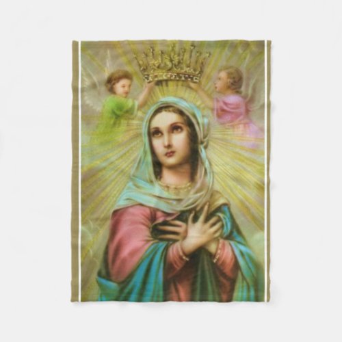 Virgin Mary with Angels being crowned Fleece Blanket