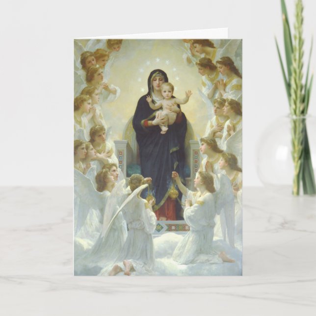 Virgin Mary with Baby Jesus and Angels Holiday Card (Front)