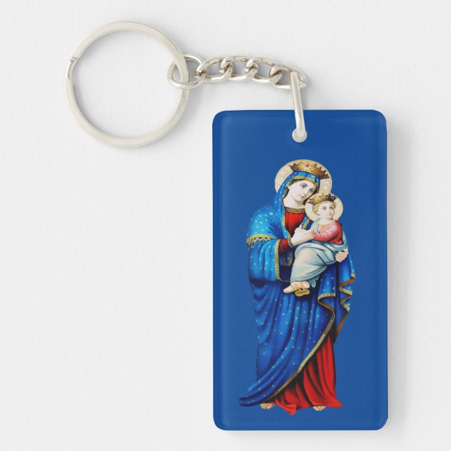 Virgin Mary with Baby Jesus Keychain (Front)