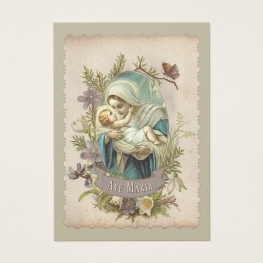 Virgin Mary with Baby Jesus Memorare Holy Card (Front)