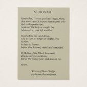 Virgin Mary with Baby Jesus Memorare Holy Card (Back)