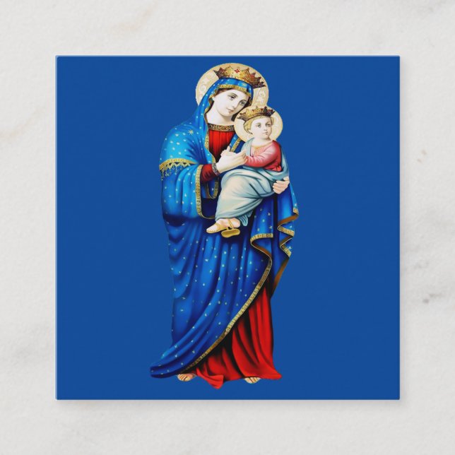 Virgin Mary with Baby Jesus Square Business Card (Front)