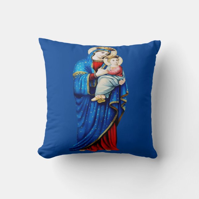 Virgin Mary with Baby Jesus Throw Pillow (Front)