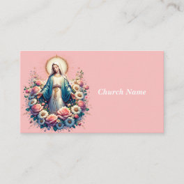 Virgin Mary with Beautiful Roses (Pink) Business Card