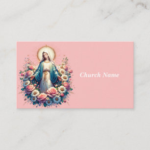 Virgin Mary with Beautiful Roses (Pink) Business Card