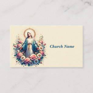 Virgin Mary with Beautiful Roses (Yellow) Business Card