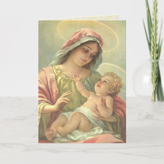 Virgin Mary with Holy Christ Child Greeting Card (Front)