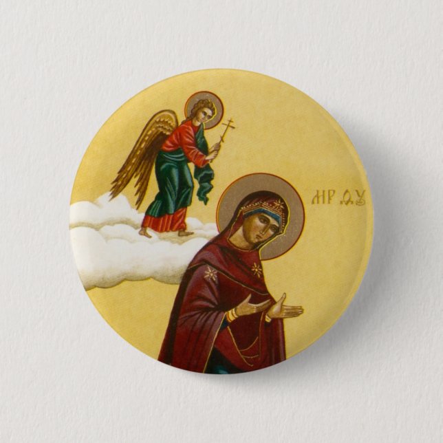 Virgin Mary's Russian icon Pinback Button (Front)
