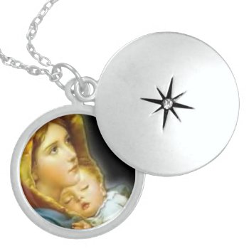 Virgin Mother Mary And Baby Child Jesus Locket Necklace by WhiteRose1 at Zazzle
