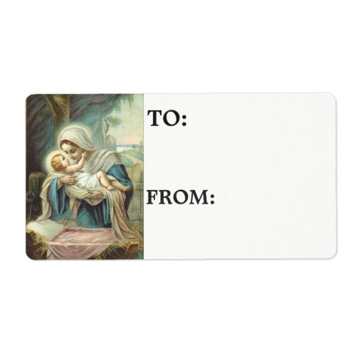 Virgin Mother Mary and Baby Jesus Label