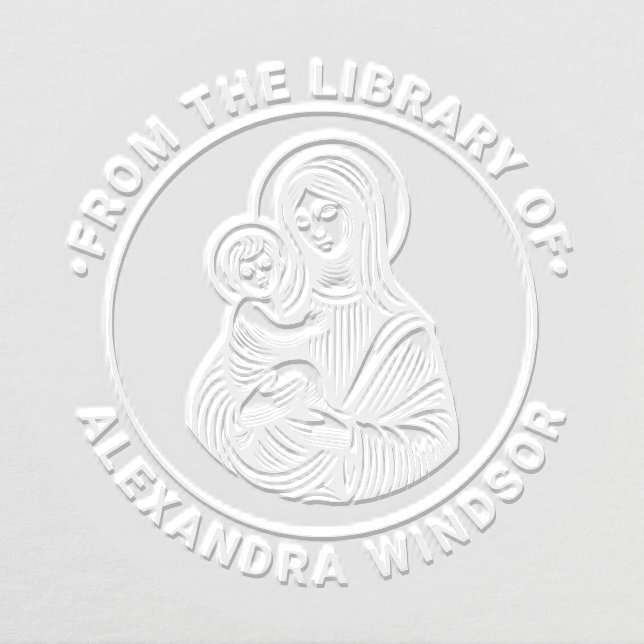 Virgin Mother Mary Baby Jesus #2 Library Book Name Embosser (Design)