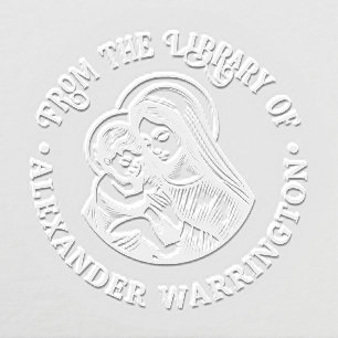 Virgin Mother Mary Baby Jesus #3 Library Book Name Embosser