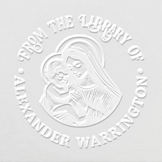 Virgin Mother Mary Baby Jesus #3 Library Book Name Embosser (Design)