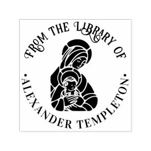 Virgin Mother Mary Baby Jesus Library Book Name Self-inking Stamp