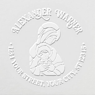 Virgin Mother Mary Baby Jesus Name Return Address Embosser