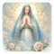 Virgin Mother Mary Floral vintage Catholic Square