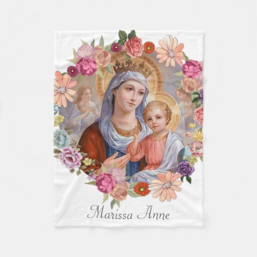 Virgin Mother Mary with Baby Jesus Fleece Blanket
