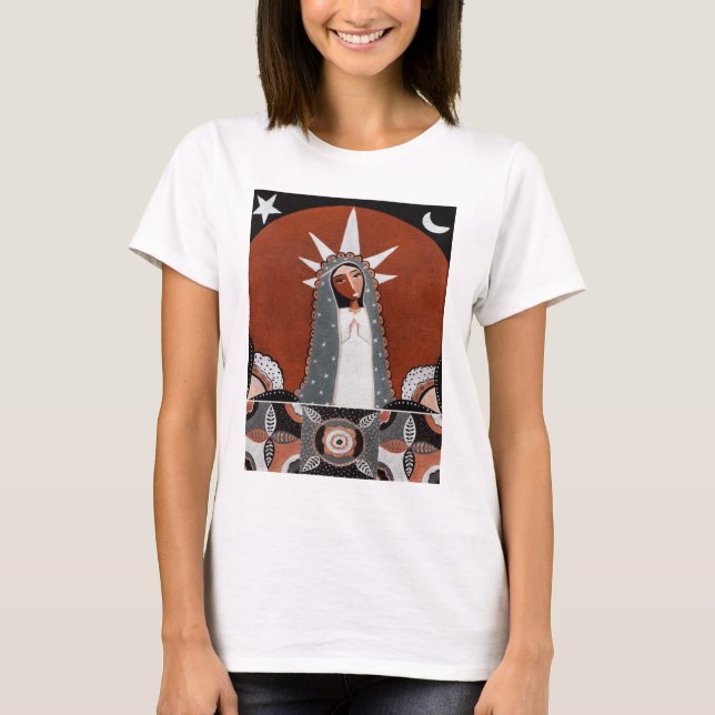 Virgin of Guadalupe  and Flowers T-Shirt (Front)