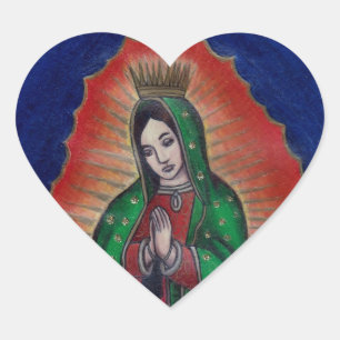 Virgin of Guadalupe Heart Sticker
