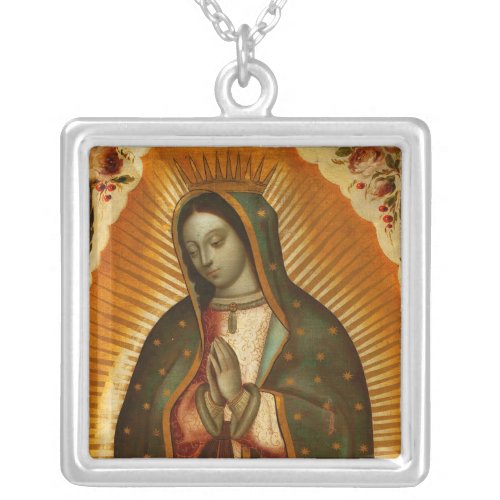 Virgin of Guadalupe Our Lady Mother Mary Silver Pl Silver Plated Necklace