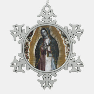 Virgin Of Guadalupe, Our Lady Snowflake Pewter Christmas Ornament