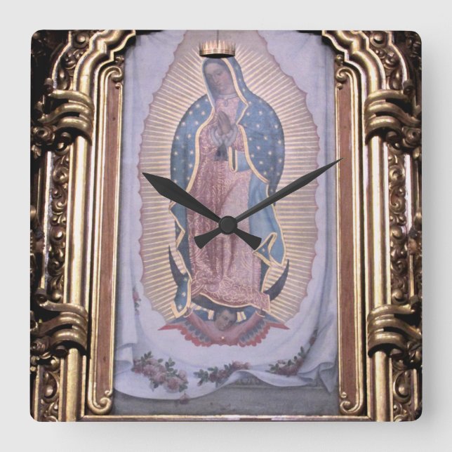 Virgin of Guadalupe Square Wall Clock (Front)