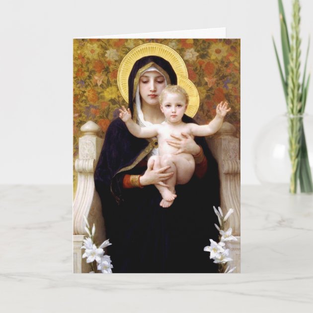 Virgin Of The Lilies - Bouguereau Christmas Holiday Invitation
