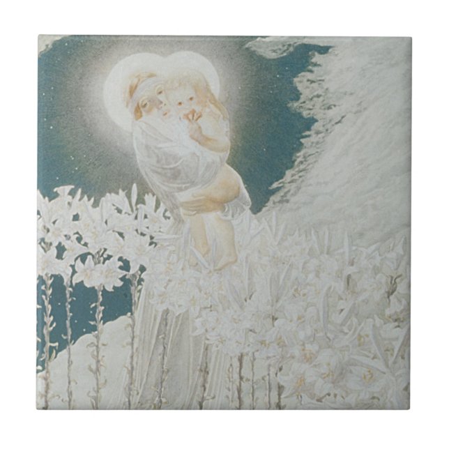 Virgin of the Lilies Ceramic Tile (Front)