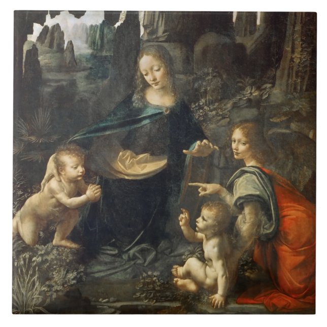 Virgin of the Rocks, Leonardo da Vinci Ceramic Tile (Front)