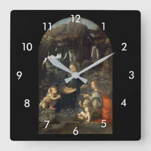 Virgin of the Rocks, Leonardo da Vinci Square Wall Clock