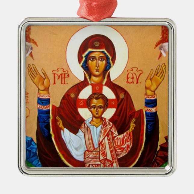 Virgin Orans Icon Christmas Ornament (Front)