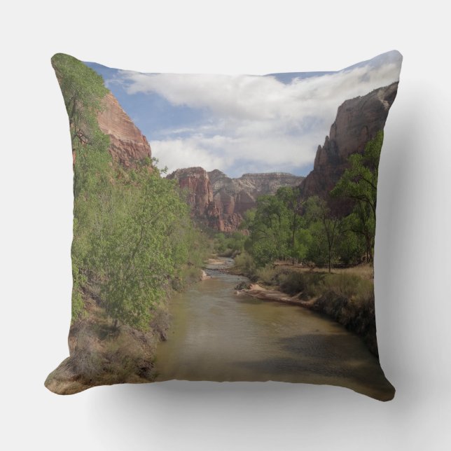 Virgin River in Spring at Zion National Park Throw Pillow (Front)