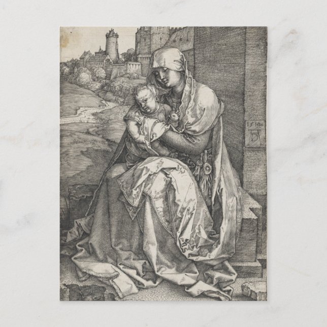 Virgin Sitting by a Wall by Albrecht Durer Postcard (Front)