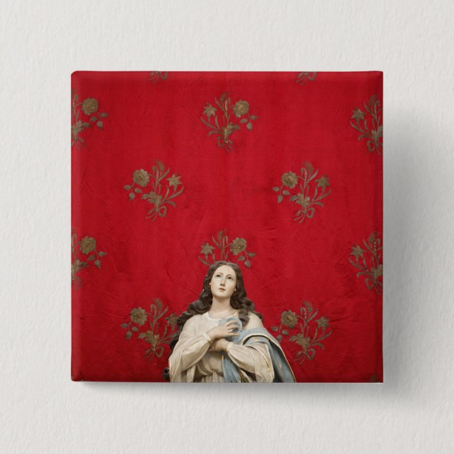 Virgin statue in a Spaccanapoli church, Naples Pinback Button (Front)