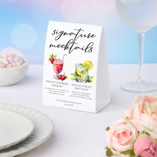 Virgin Strawberry Daiquiri Mint Julep Mocktails Paper Table Tent