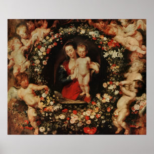 Virgin with a Garland of Flowers, c.1618-20 Poster
