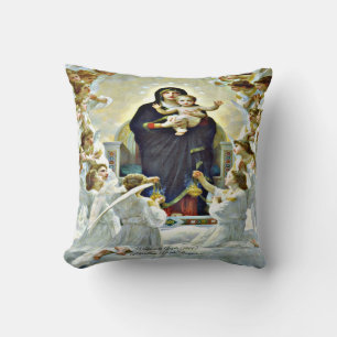 Virgin with Angels Bouguereau Throw Pillow